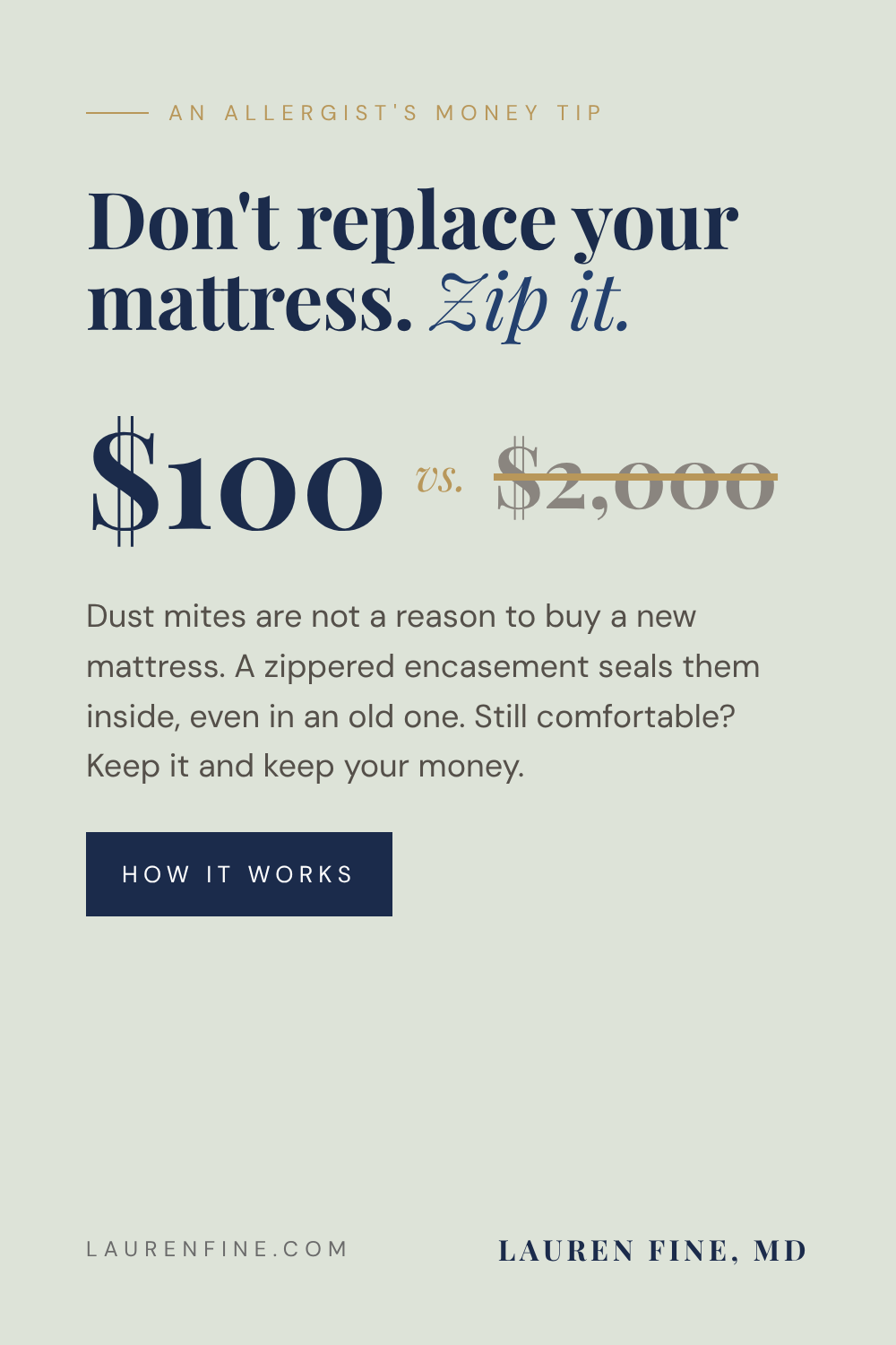 Don't replace your mattress. Zip it. A zippered encasement, often under $100, seals dust mites inside even an old mattress.
